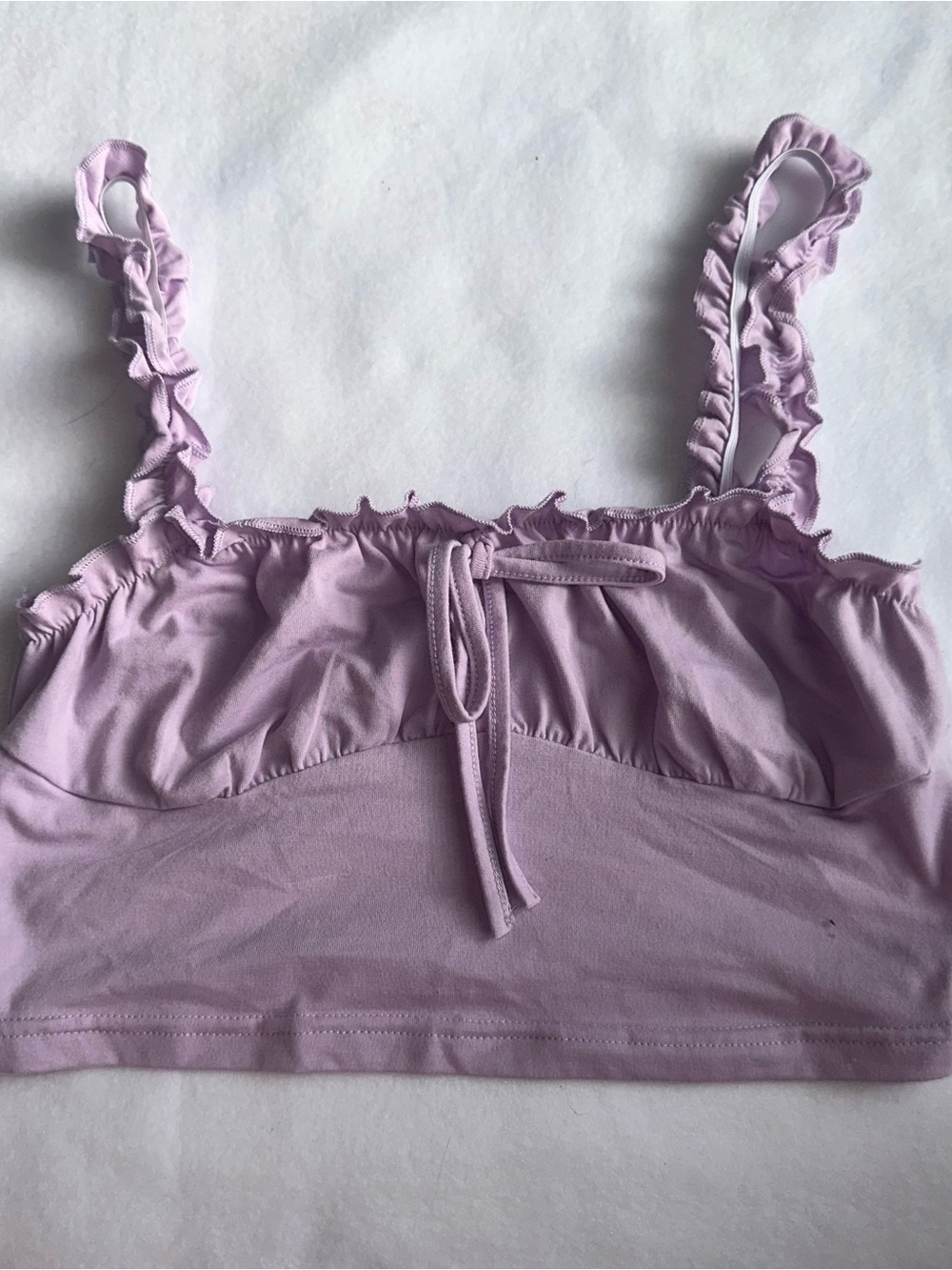 Lilac Ruffle Crop Tank Top - Women